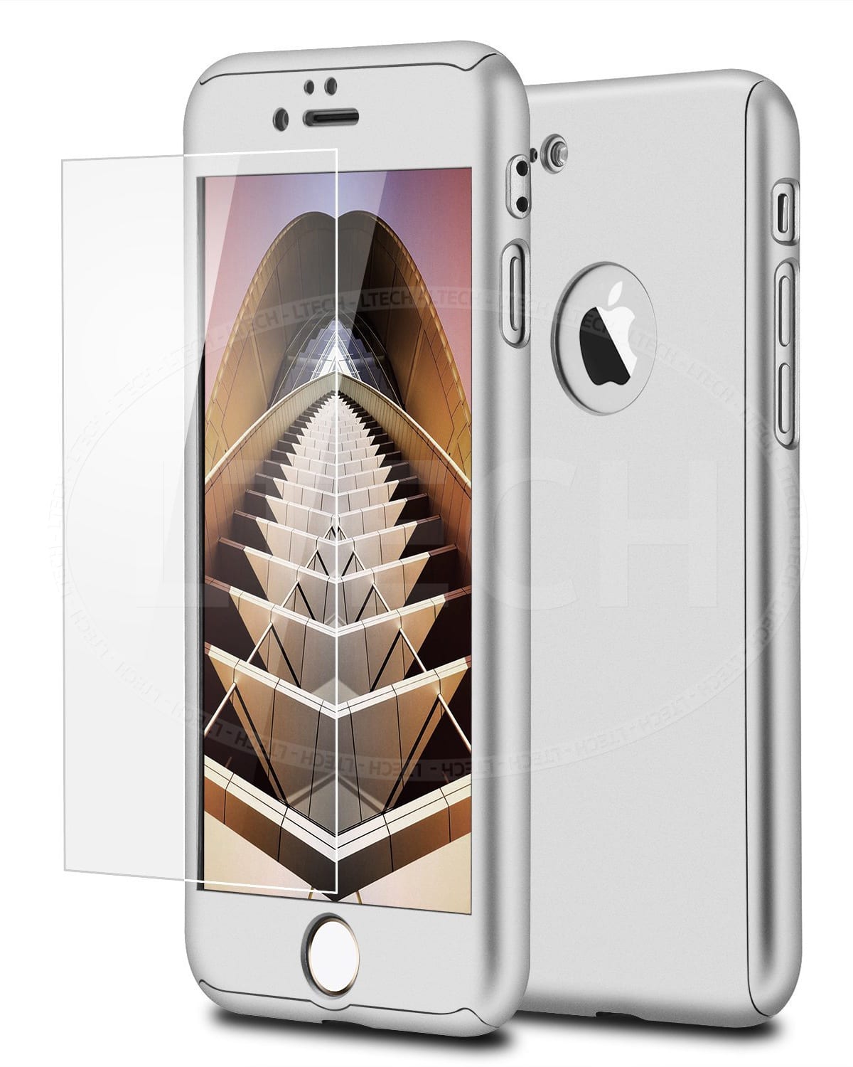 display Shaded experimental Husa Plastic 360° Fullcover iPhone SE 2 2020 Silver+ Folie Sticla -  tintom.ro