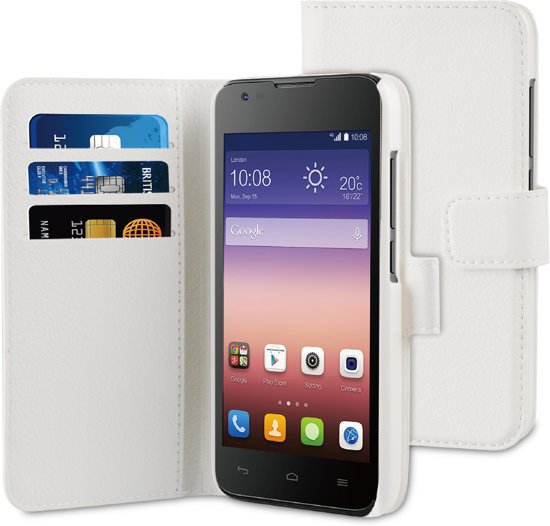 Husa Telefon Wallet Book Huawei Ascend y550 White BeHello - Image 2