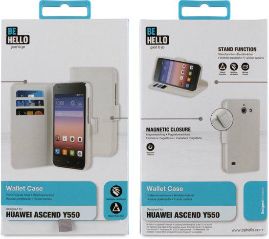 Husa Telefon Wallet Book Huawei Ascend y550 White BeHello - Image 3