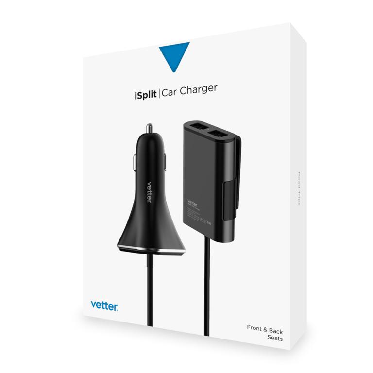 Incarcator Auto 4xUSB iSplit Smart Car Charge 9.6a cu Extensie Priza Pasageri Bancheta Spate Vetter - Image 2