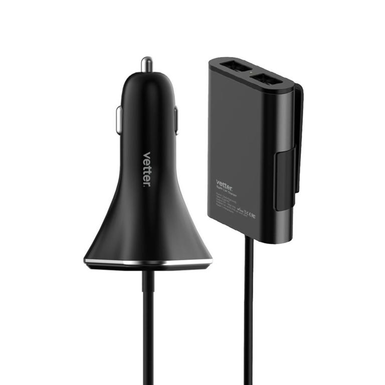 Incarcator Auto 4xUSB iSplit Smart Car Charge 9.6a cu Extensie Priza Pasageri Bancheta Spate Vetter - Image 3