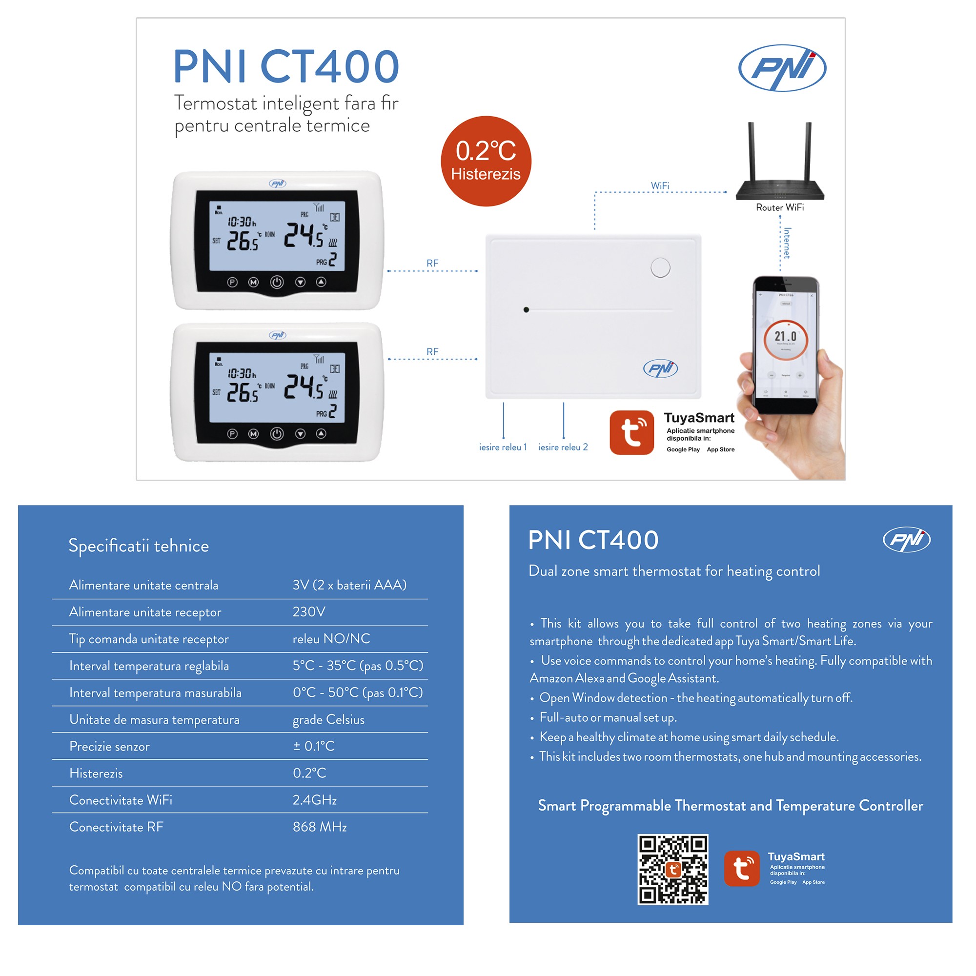 Termostat Inteligent PNI CT400 Wireless pentru Centrala Termica Control 2 zone - Image 5