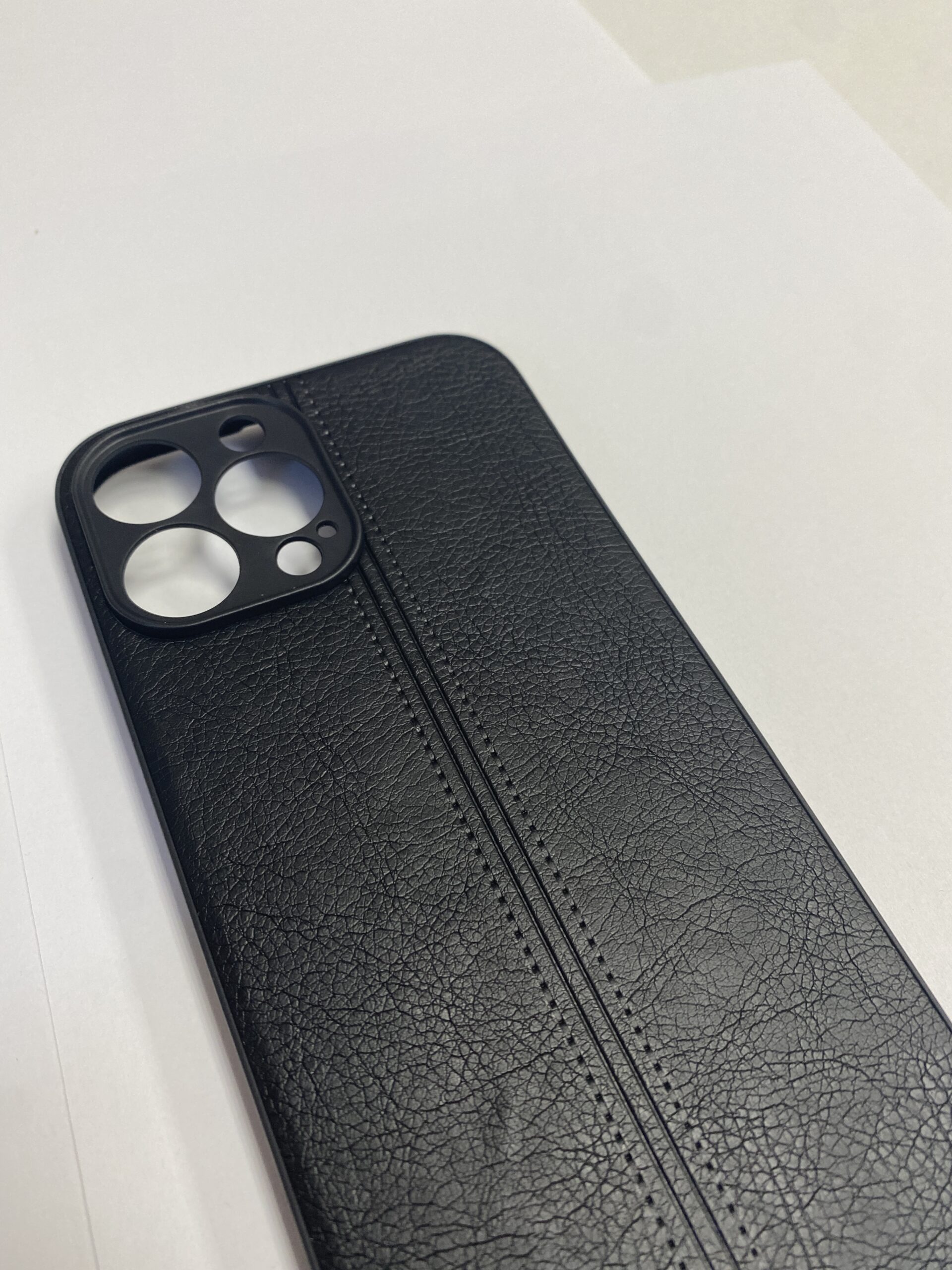 Husa Iphone 13 Pro Max Silicon Black Leather - imagine 3