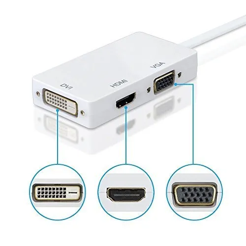 Cablu Video Adaptor Mini DisplayPort la HDMI DVI VGA - imagine 3