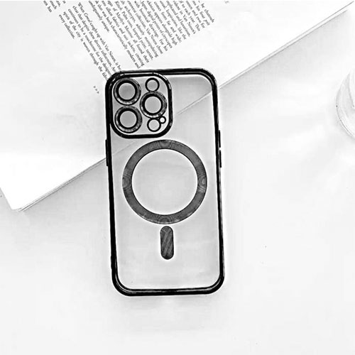 Husa iPhone 13 6.1 MagSafe Silicon Transparenta & Negru - Image 7