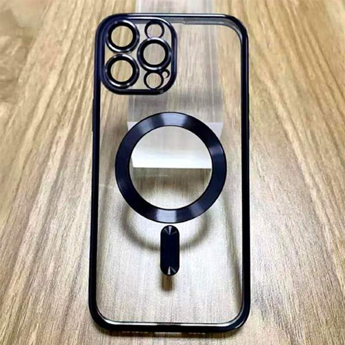 Husa iPhone 13 6.1 MagSafe Silicon Transparenta & Negru - Image 5