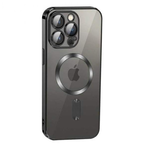 Husa iPhone 13 6.1 MagSafe Silicon Transparenta & Negru