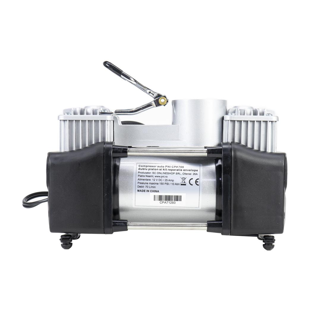 Compresor Auto PNI CPA700 dublu piston si kit reparatie anvelope Trusa Scule - Image 3