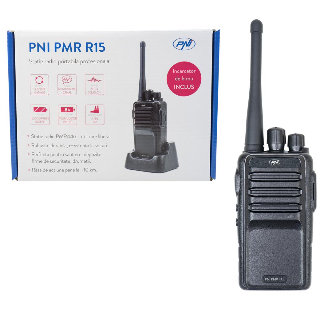 Statie radio PMR Walkie Talkie portabila profesionala PNI R15 CTCSS si 104 DCS ASQ - Image 2