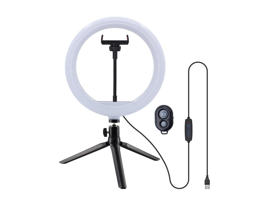 Lampa circulara Well 10" Selfie Vlog Video Trepied masa Telecomanda