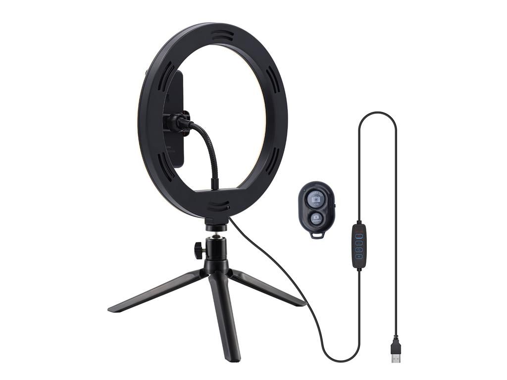 Lampa circulara Well 10" Selfie Vlog Video Trepied masa Telecomanda - Image 2