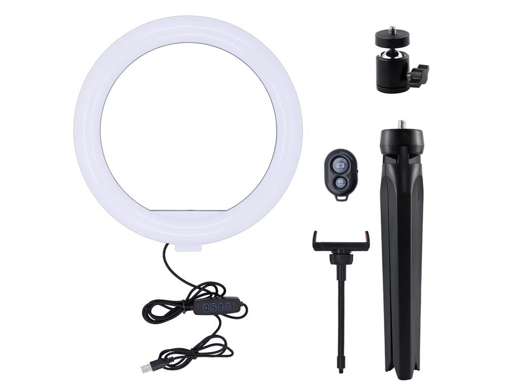 Lampa circulara Well 10" Selfie Vlog Video Trepied masa Telecomanda - Image 3