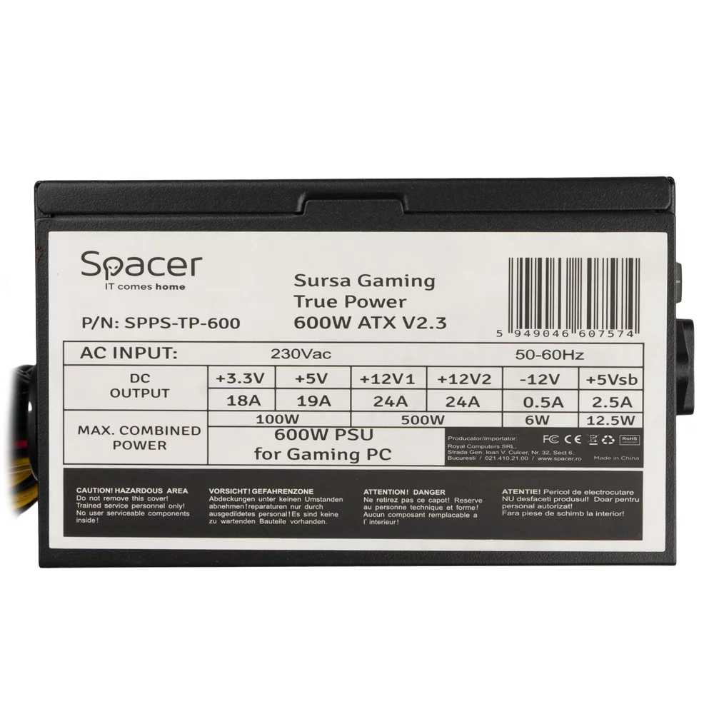 Sursa Calculator PC SPACER True Power TP600 600w - Image 2