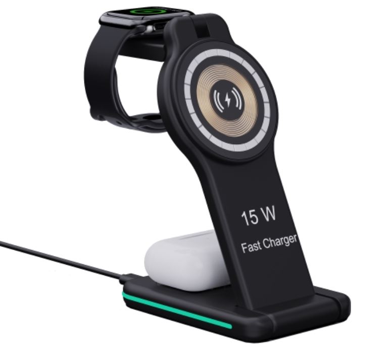 Incarcator Wireless Pliabil Telefon si Ceas Fast Charge 5in1 15w H60 - Image 3