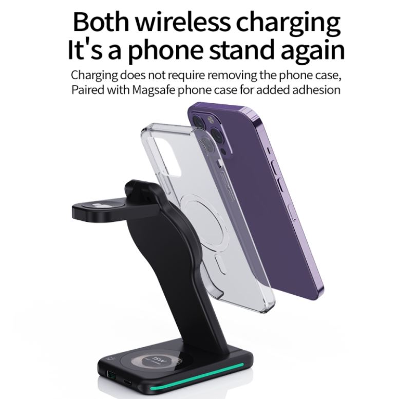 Incarcator Wireless Pliabil Telefon si Ceas Fast Charge 5in1 15w H60 - Image 7
