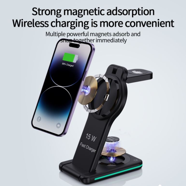 Incarcator Wireless Pliabil Telefon si Ceas Fast Charge 5in1 15w H60 - Image 8