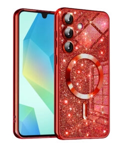 Husa Samsung A16 5G a166 Silicon Magsafe Techsuit Sclipici Rosu