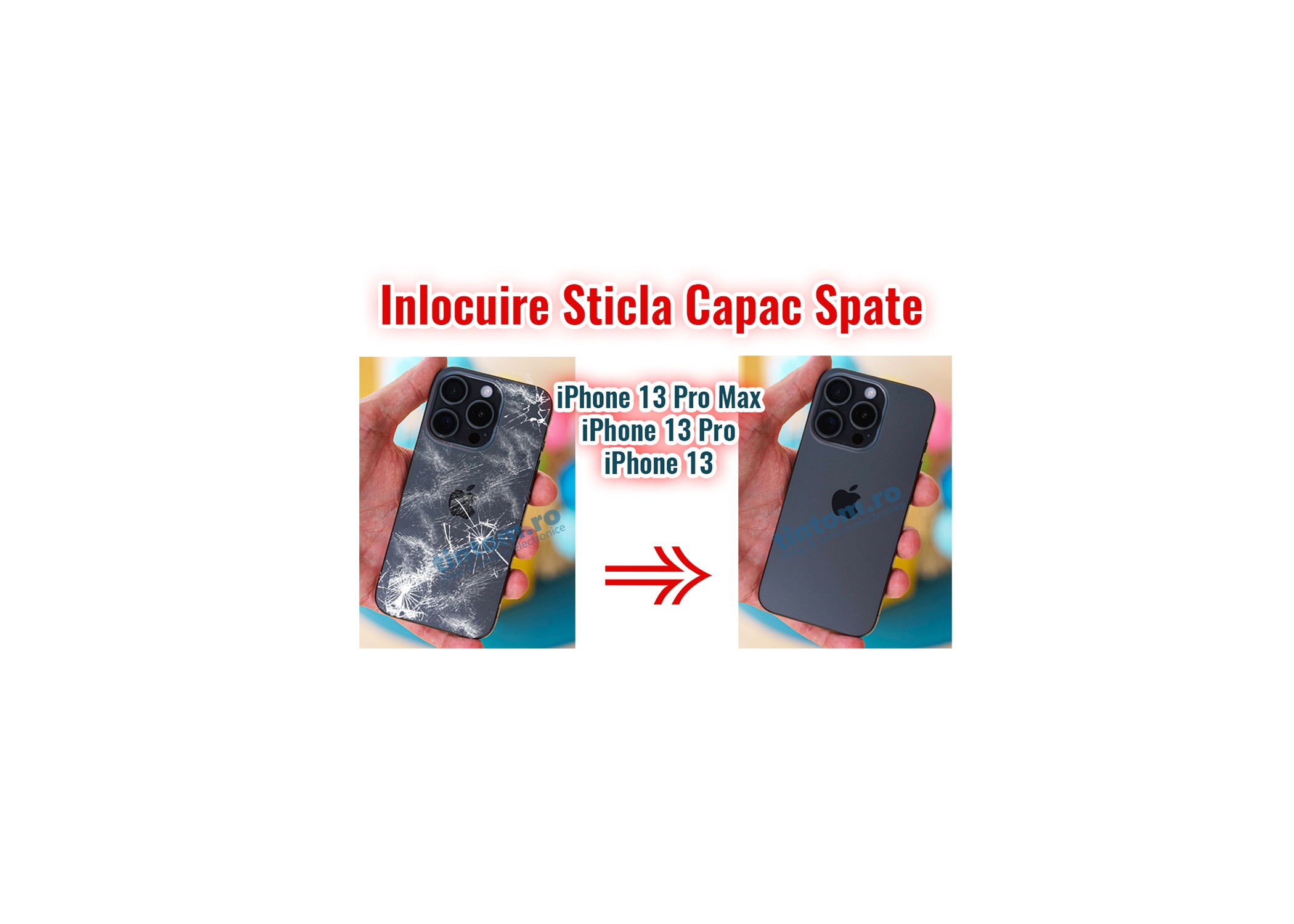 Inlocuire Capac Spart iPhone 13 13Pro 13 Pro Max Spart 13mini Sticla Spate